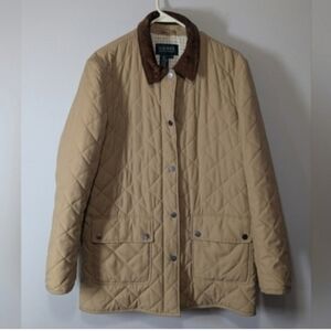 Women's Ralph Lauren Coat Size Large Quilted Tan Barn Coat